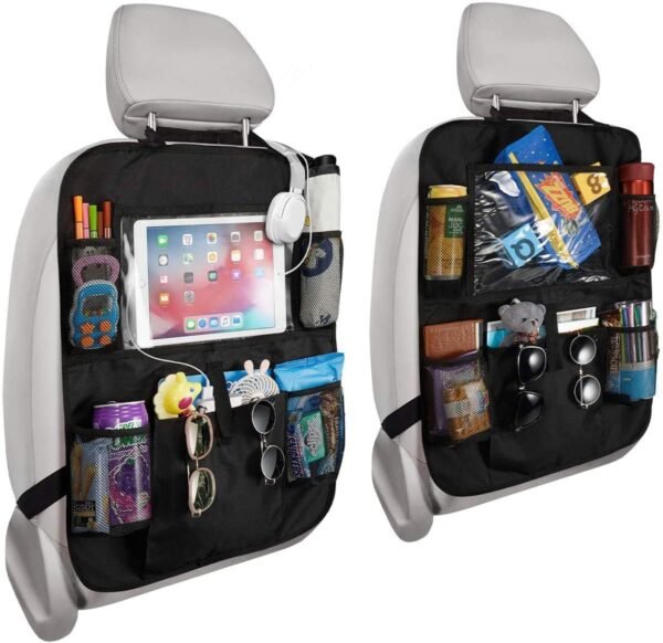Rightwell Car Seat Organiser 2 Pcs Back Seat Protector for Kids, Car Organiser Back Seat for up to 10" iPad, Kids Back Seat Organiser with 5 Pockets to...