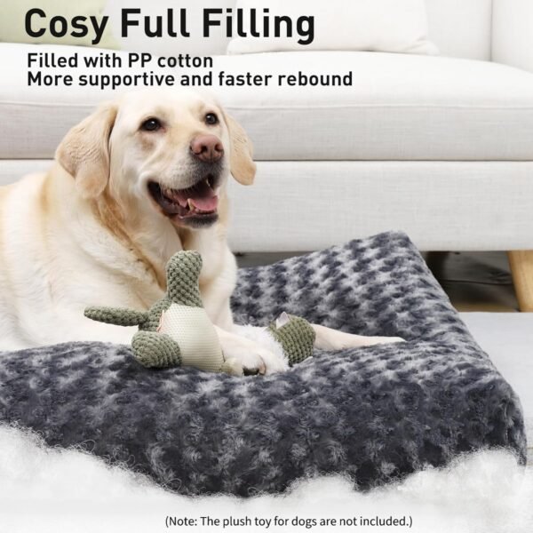 KSIIA Large Dog Bed Washable, Calming Dog Bed, Dog Crate Mattress with Non skid Bottom, Fluffy Anti Anxiety Dog Beds, Pet Beds Pillow Cushion for Dog, Dark...