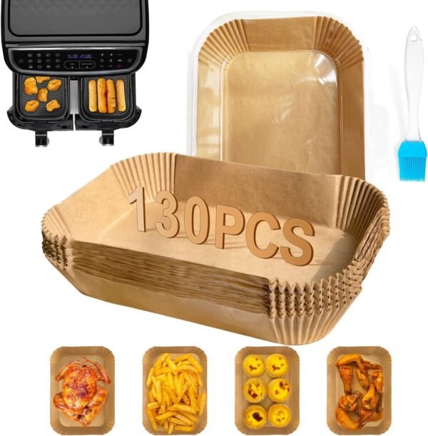 130PC Air Fryer Liners, FEEZOM Ninja Air Fryer Liners for Ninja Air Fryer Dual, Disposable Air Fryer Accessories Paper Liners for Ninja AF300UK AF400UK,...