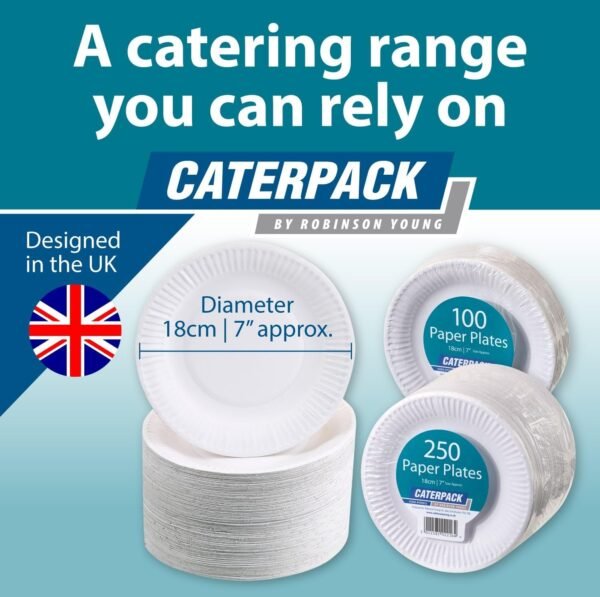 Caterpack by Robinson Young Plates 18cm White 100 pack