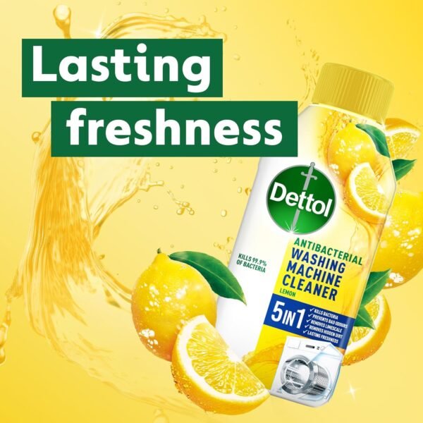 Dettol Washing Machine Cleaner, Lemon Breeze 250ml, Deep Clean, Antibacterial Washing Machine Cleaner, Drum Cleaner, Antibacterial Laundry, Prevents Odours,...